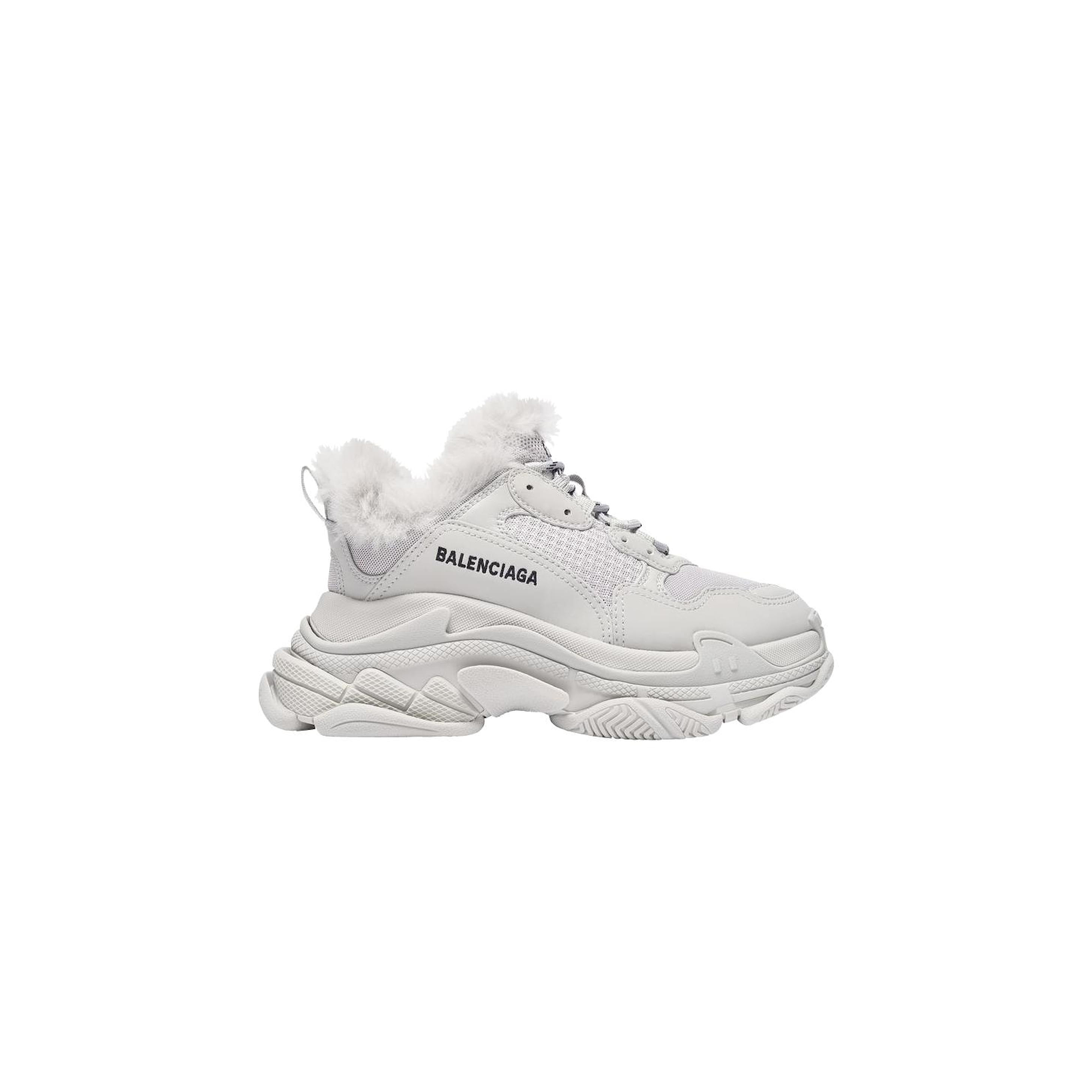 Ba*len*cia*ga triple s fur sneakers in white canvas 668563w3cq51210